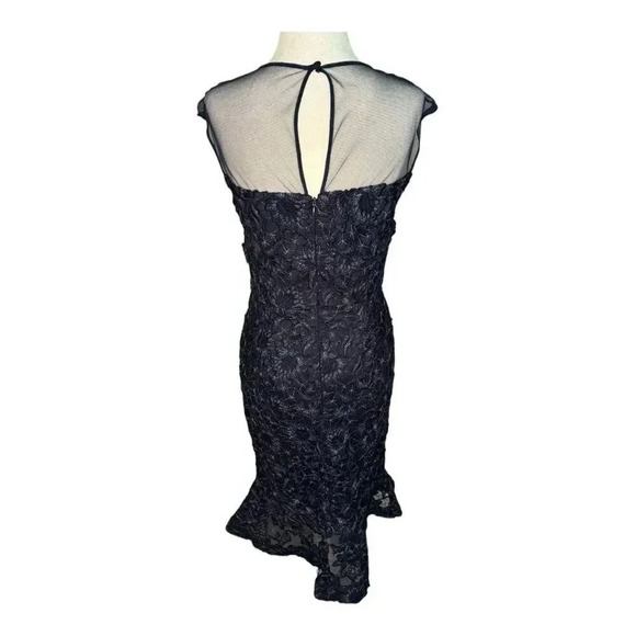 Aidan Mattox Women's Illusion Lace Midi Dress Navy Blue Size 2 Formal - Picture 3 of 7
